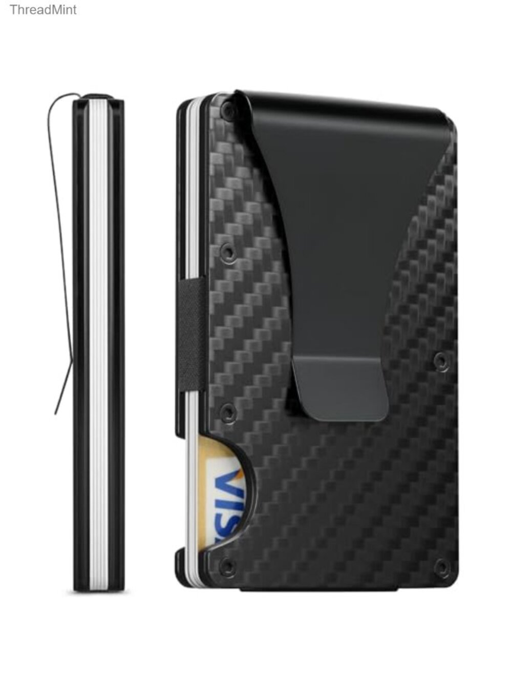 Carbon Fiber Slim Metal RFID Blocking Wallet Money Clip Card Holder